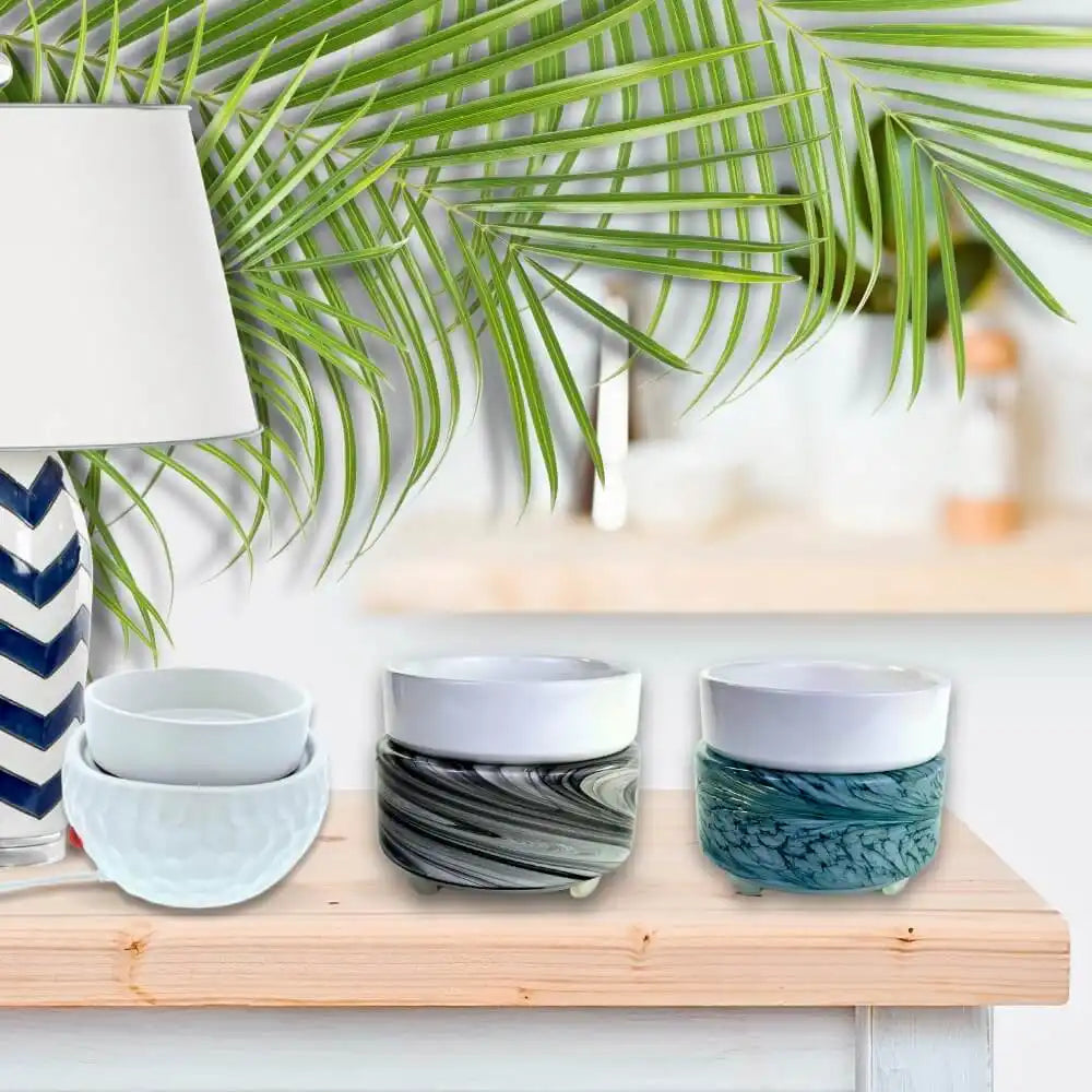 Decorative ceramic wax warmers.