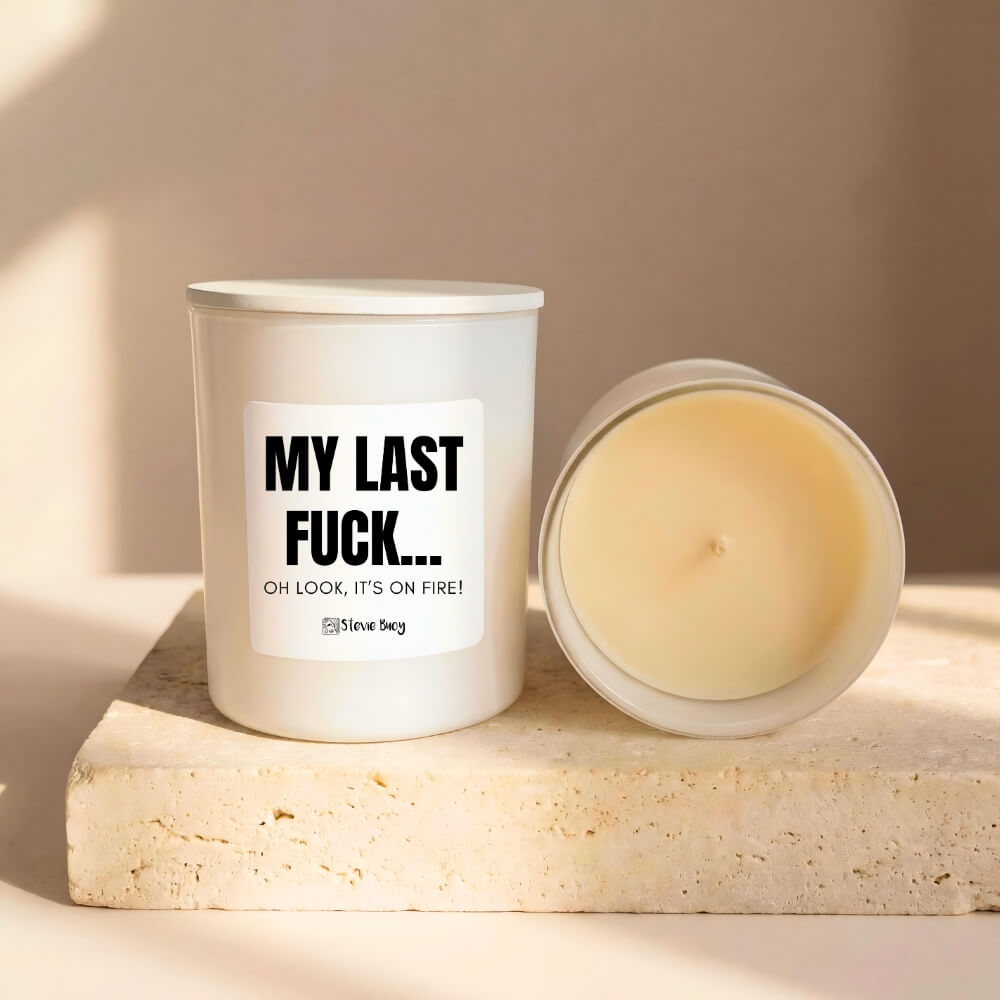 Itβs on Fire Naughty Candle - Large by Stevie Buoy