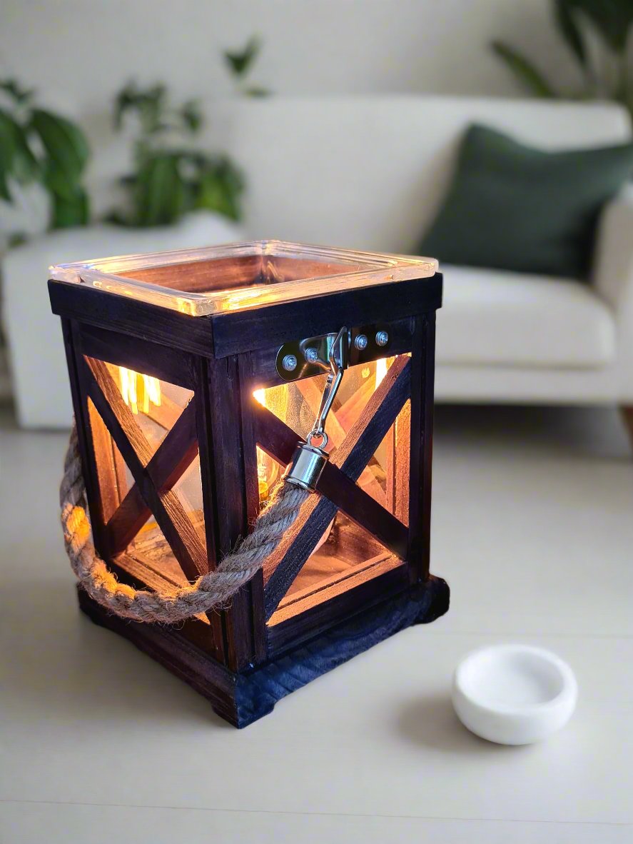 Walnut & Rope Vintage Bulb Illumination Warmer - by Stevie Buoy
