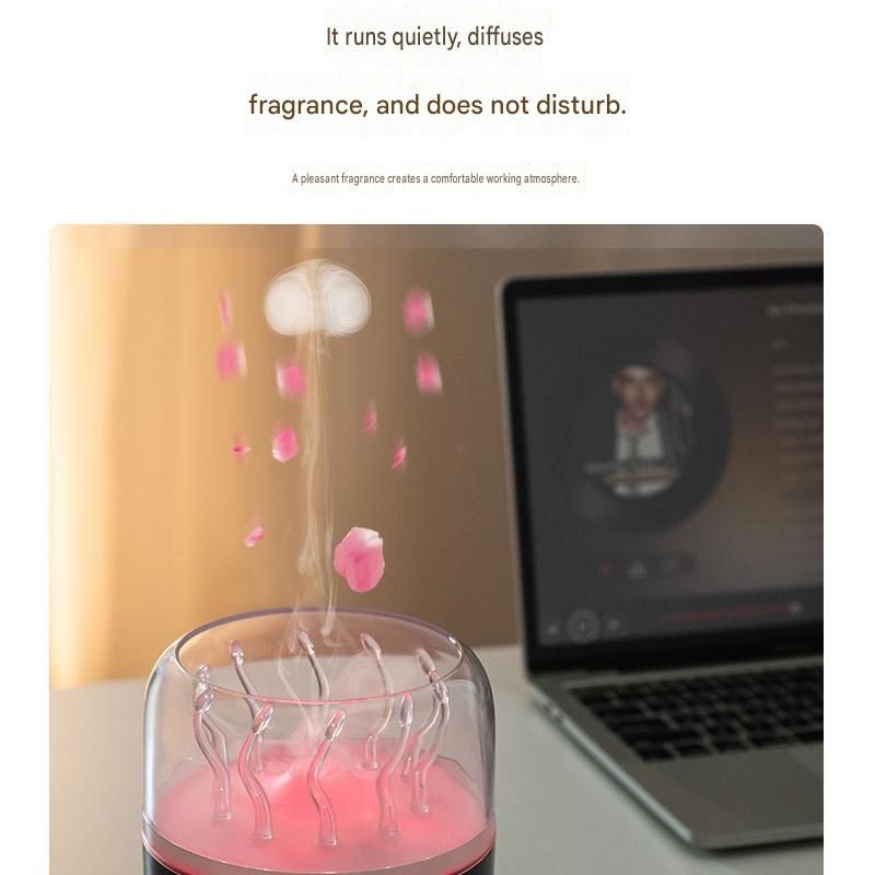 White Jellyfish Aroma Diffuser Humidifier Led Night Light 280ml Usb Essential Oil Diffuser with 3 Timing Modes Color