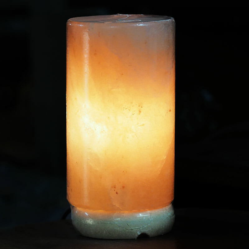 12v 12w Cylinder Himalayan Pink Salt Lamp Carved Rock Crystal Light Bulb On/off - by Stevie Buoy