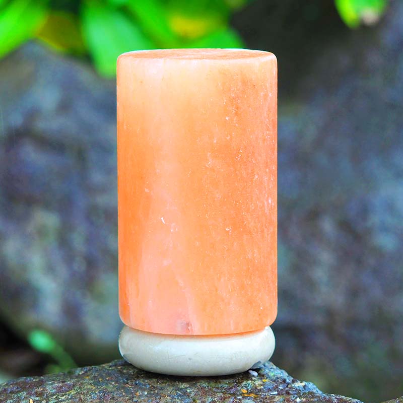 12v 12w Cylinder Himalayan Pink Salt Lamp Carved Rock Crystal Light Bulb On/off - by Stevie Buoy