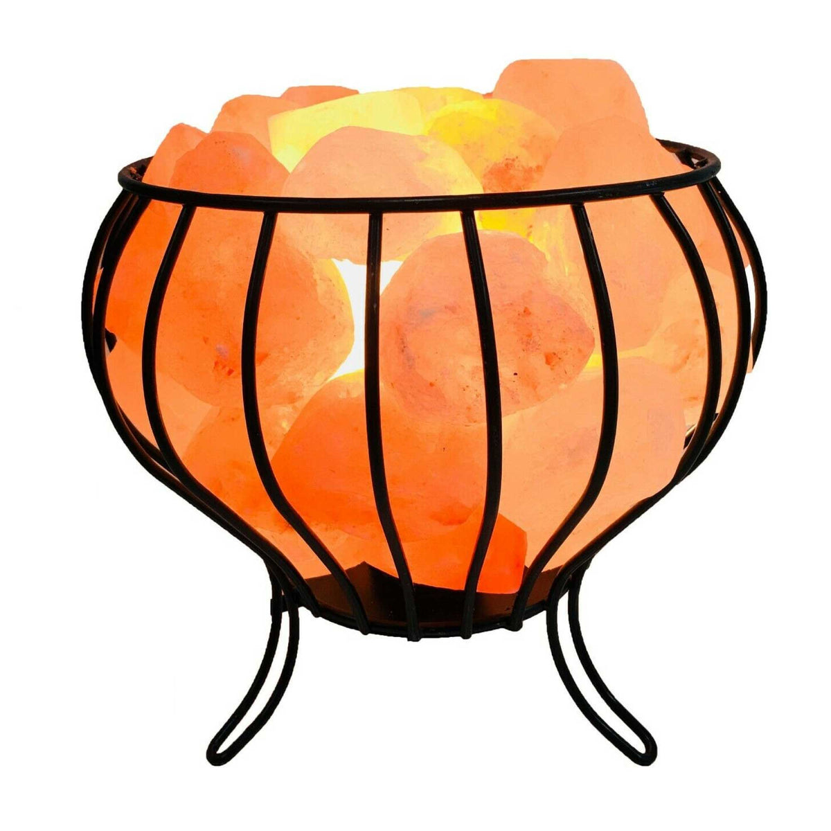 12w 12v Himalayan Pink Salt Lamp - Bud Iron Basket Rock Crystal Light Bulb On/off Switch - by Stevie Buoy