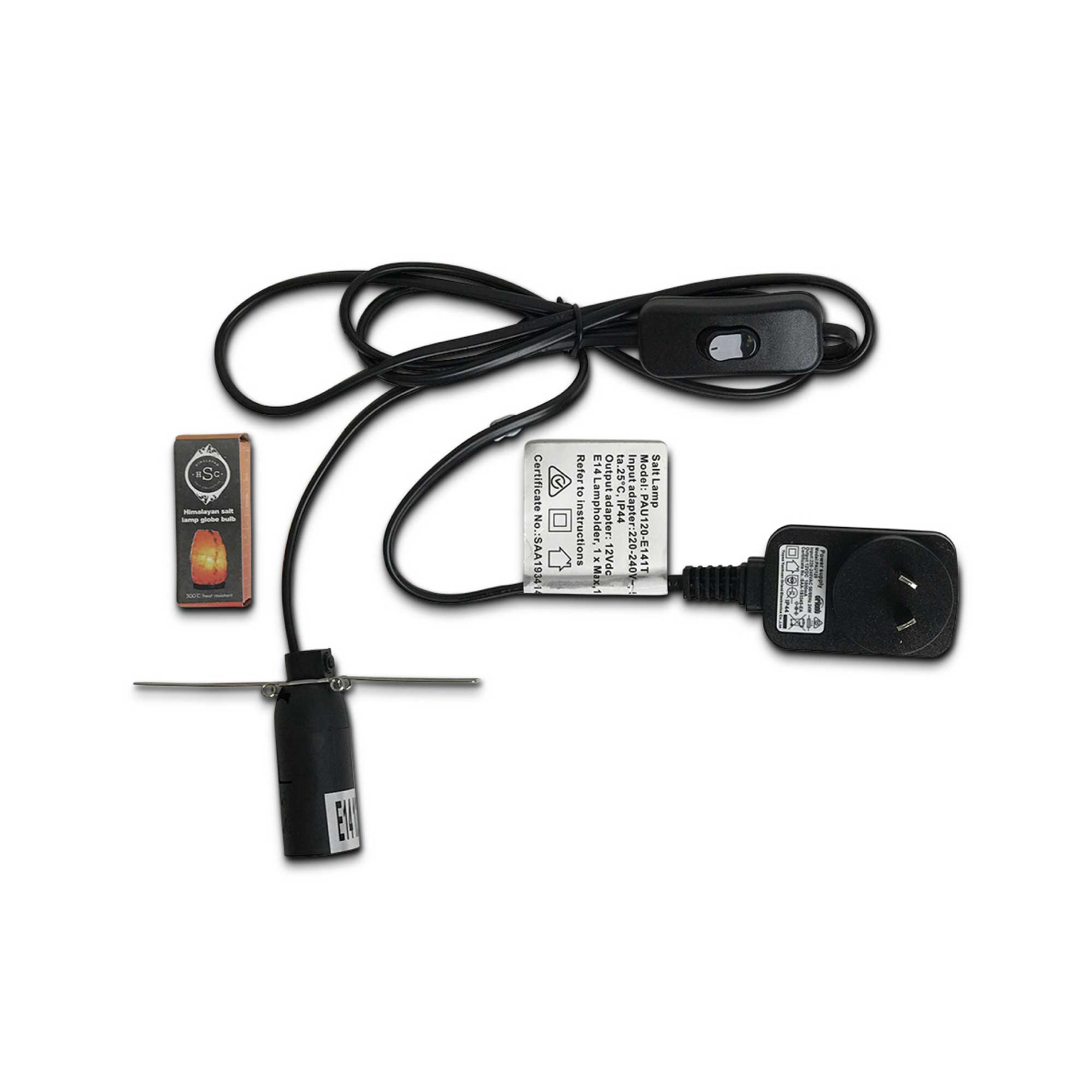 12w 12v Himalayan Pink Salt Lamp - Bud Iron Basket Rock Crystal Light Bulb On/off Switch - by Stevie Buoy