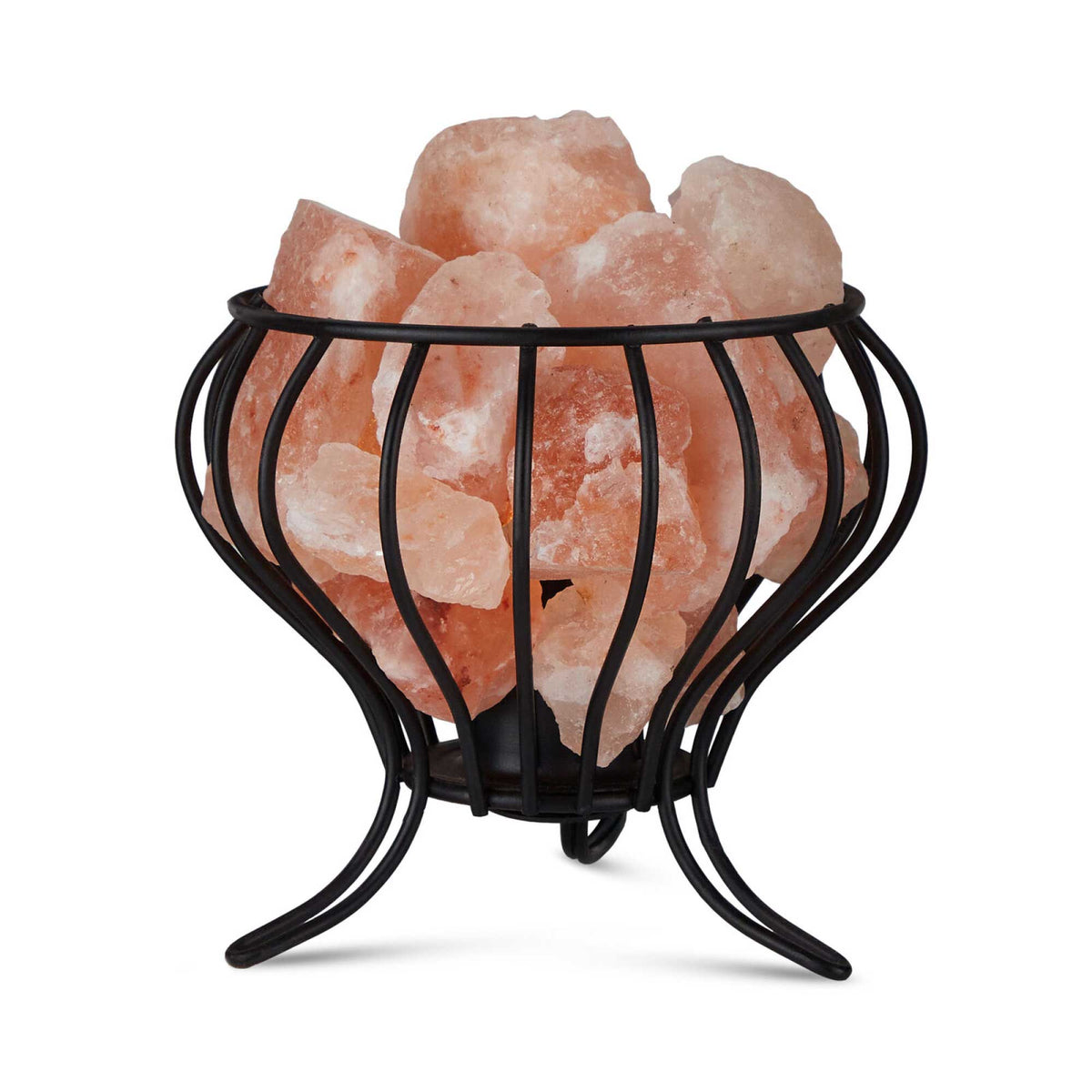 12w 12v Himalayan Pink Salt Lamp - Bud Iron Basket Rock Crystal Light Bulb On/off Switch - by Stevie Buoy