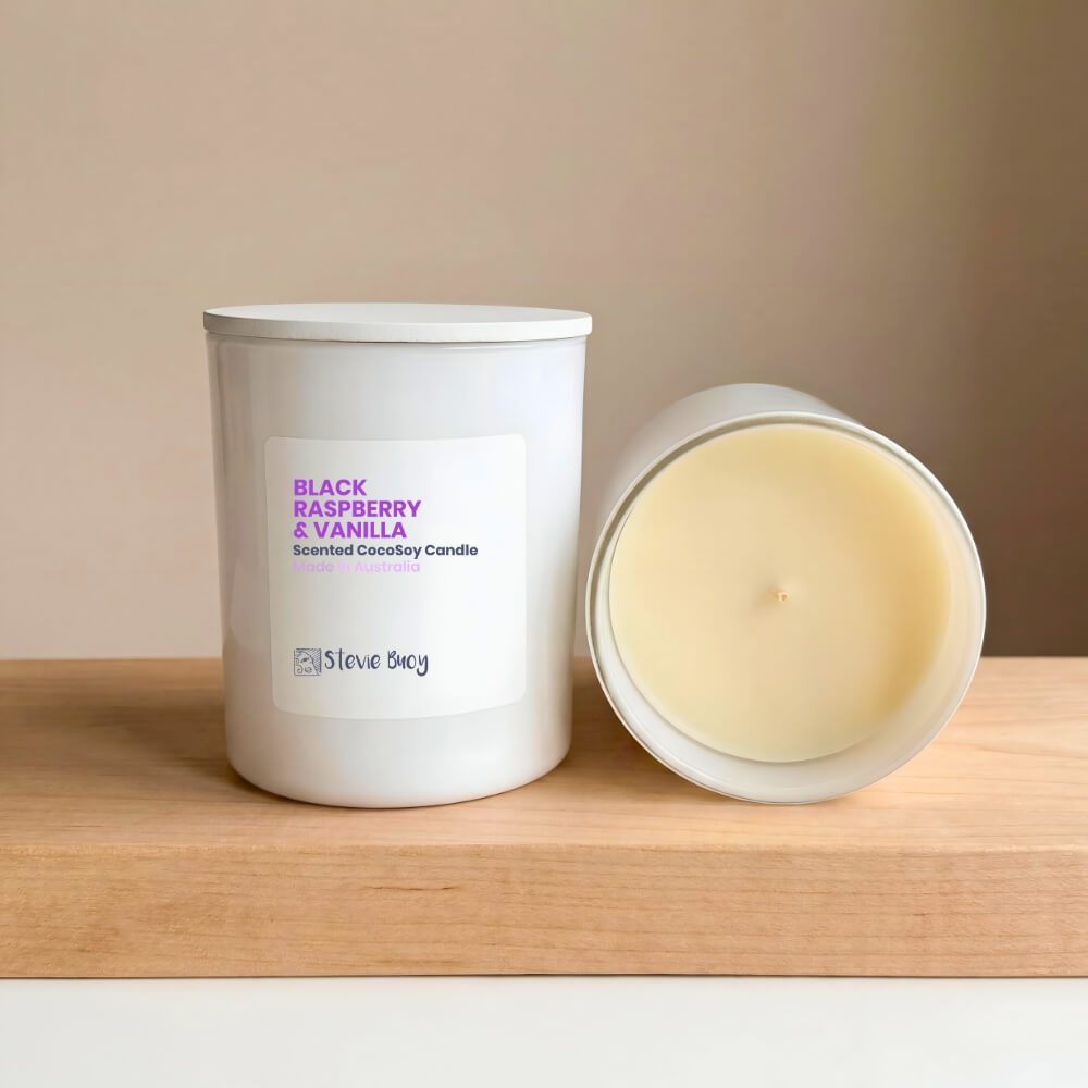 Black Raspberry & Vanilla Scented Cocosoy Candles - Large by Stevie Buoy