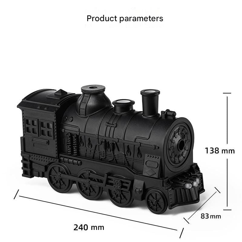 Black Retro Train Aromatherapy Humidifier - 300ml Ultrasonic Cool Mist Diffuser with Jellyfish Smoke Ring Led Night