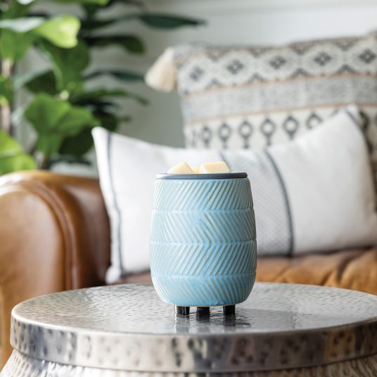 Blue Herringbone Flip Dish Wax Warmer - by Stevie Buoy