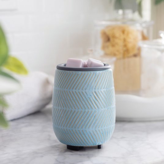 Blue Herringbone Flip Dish Wax Warmer - by Stevie Buoy