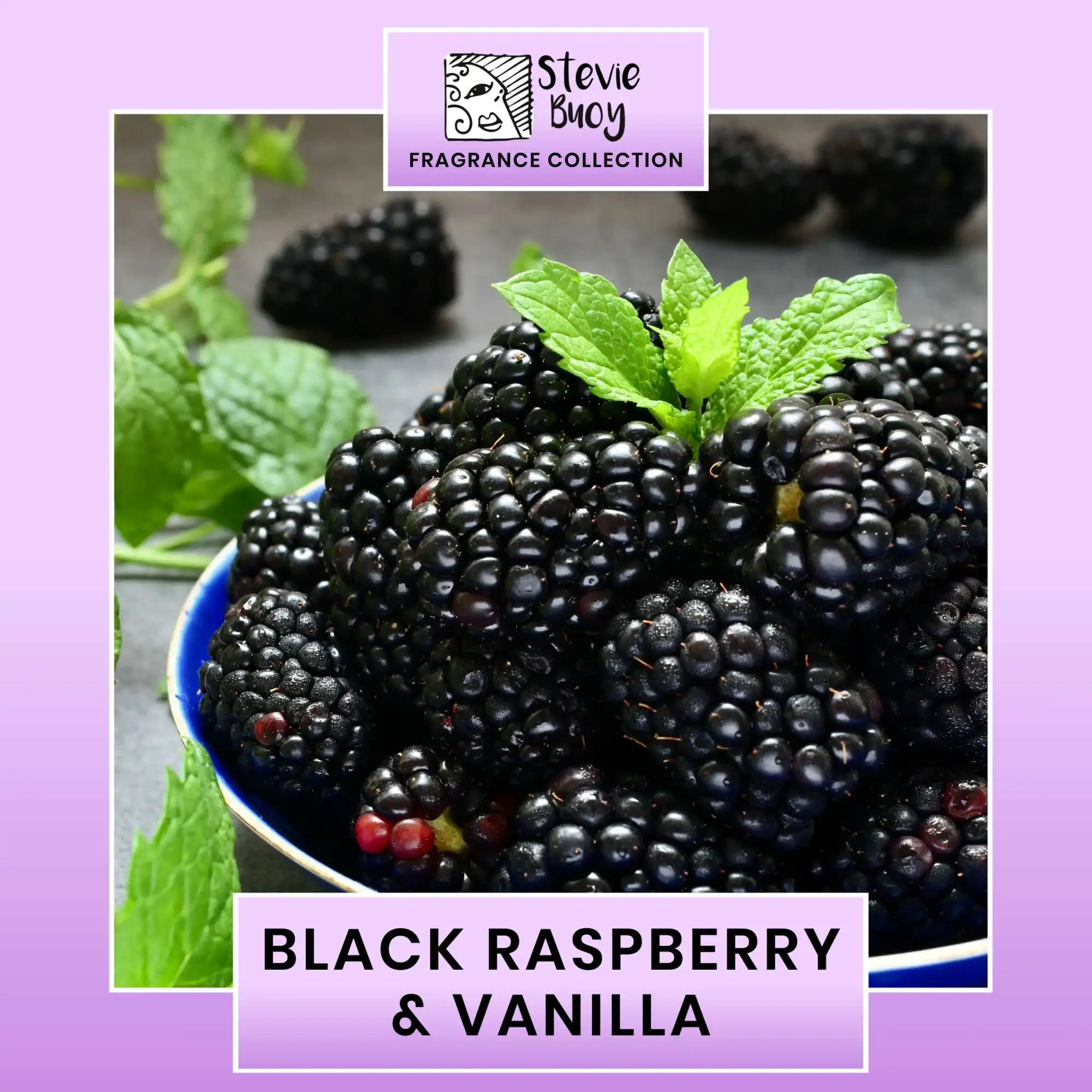 Bowl of blackberries with mint.