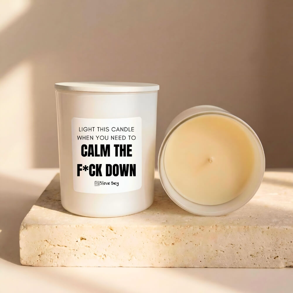 Calm Down Naughty Candle - Large by Stevie Buoy
