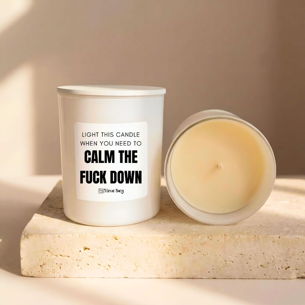 Calm Down Naughty Candle - Large by Stevie Buoy