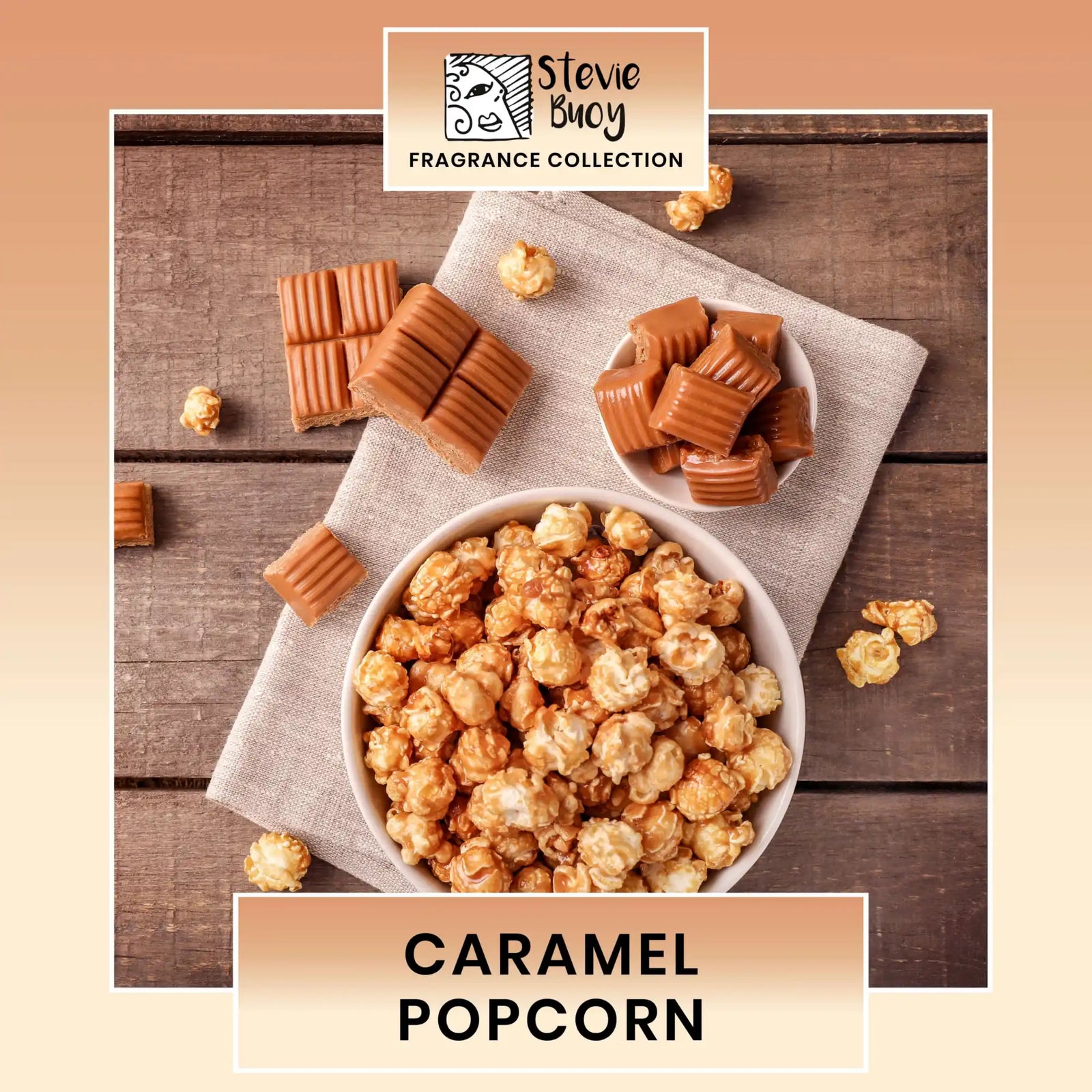 Caramel popcorn and candies.