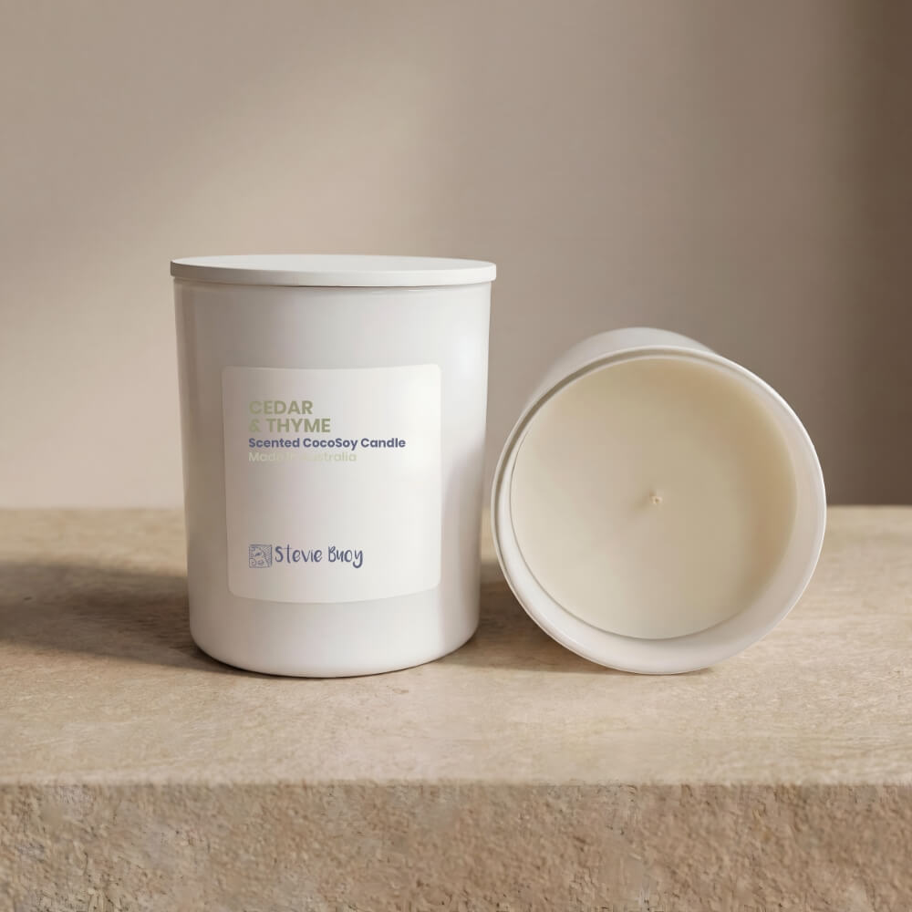 Cedar & Thyme Scented Cocosoy Candles - Large by Stevie Buoy