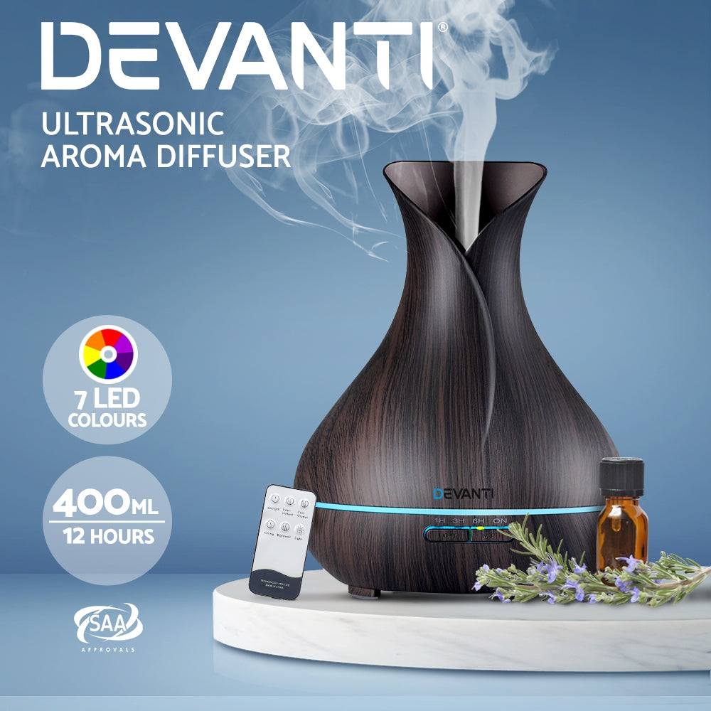 Devanti Aroma Diffuser Aromatherapy Dark Wood 400ml by Stevie Buoy