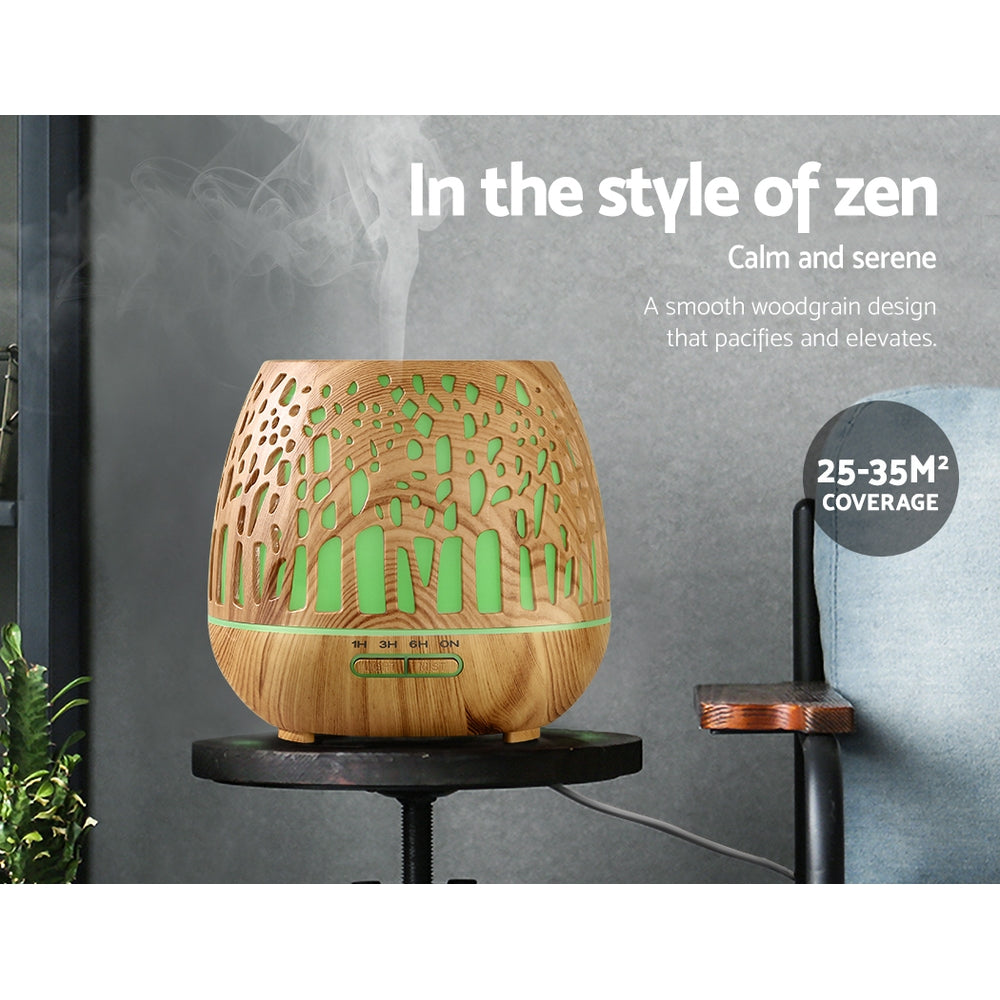 Devanti Aroma Diffuser Aromatherapy Wood Grain 400ml - by Stevie Buoy