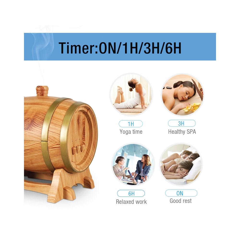 Essential Oil Aroma Diffuser - 350ml Barrel Wood Ultrasonic Air Mist Humidifier - by Stevie Buoy