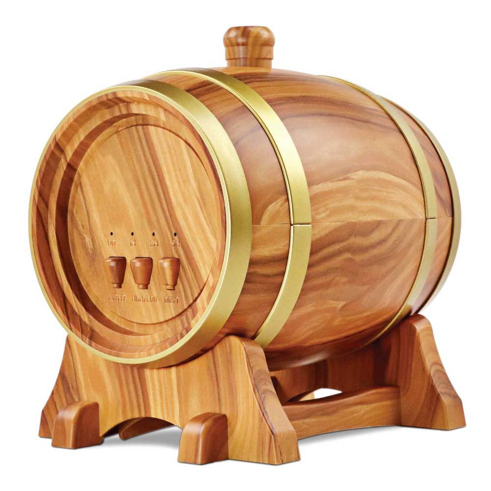 Essential Oil Aroma Diffuser - 350ml Barrel Wood Ultrasonic Air Mist Humidifier - by Stevie Buoy