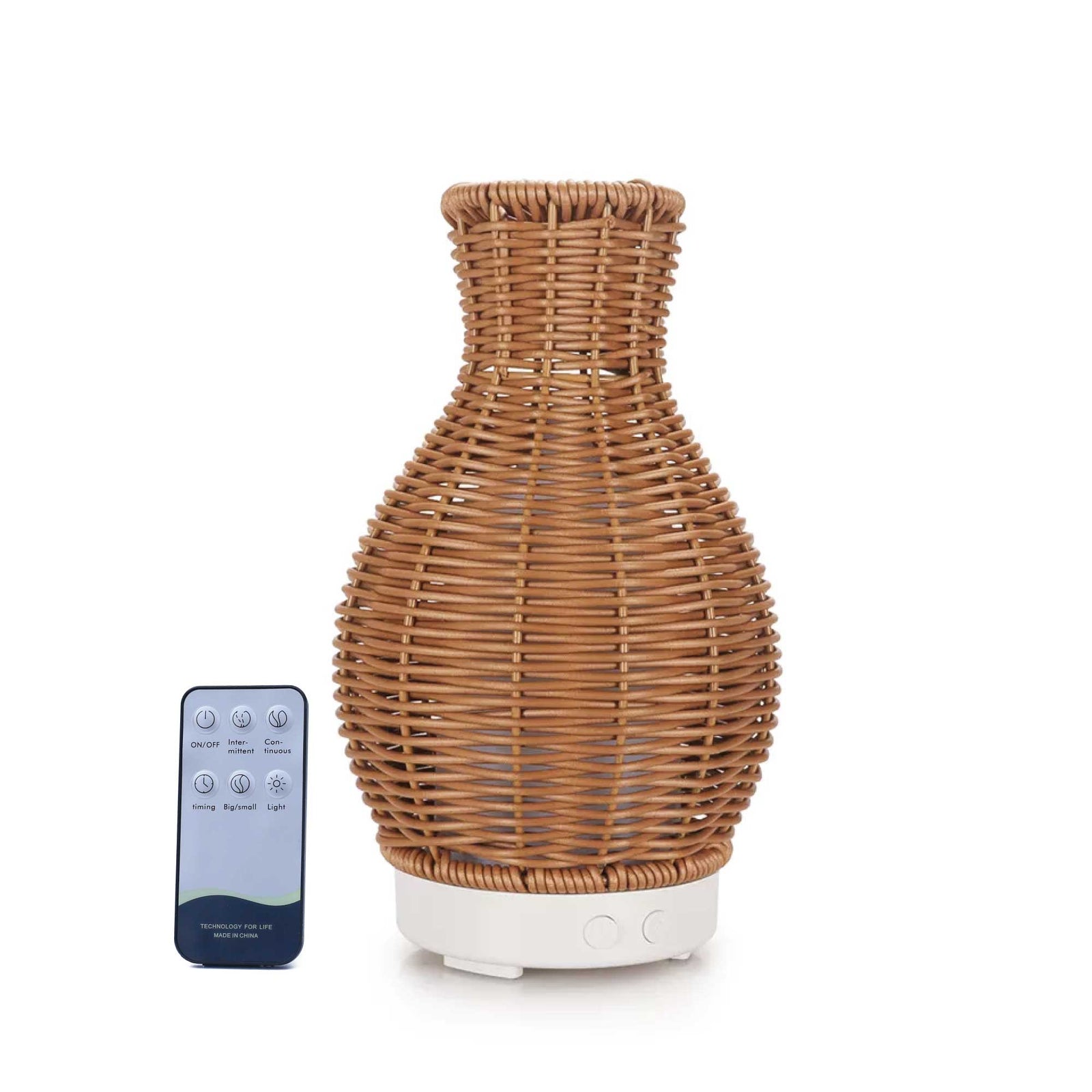 Essential Oil Aroma Diffuser and Remote - 100ml Rattan Vase Mist Humidifier - by Stevie Buoy
