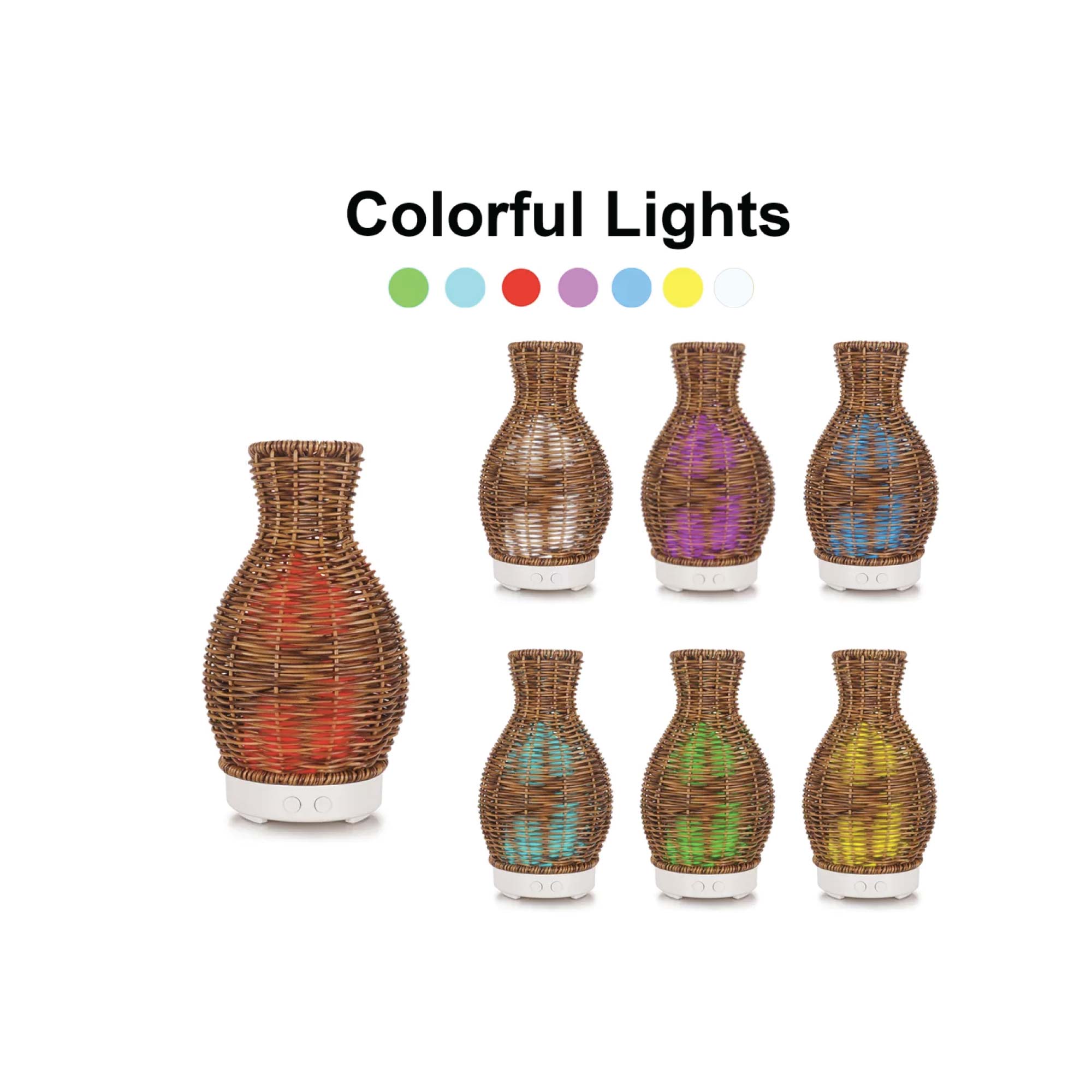 Essential Oil Aroma Diffuser and Remote - 100ml Rattan Vase Mist Humidifier - by Stevie Buoy