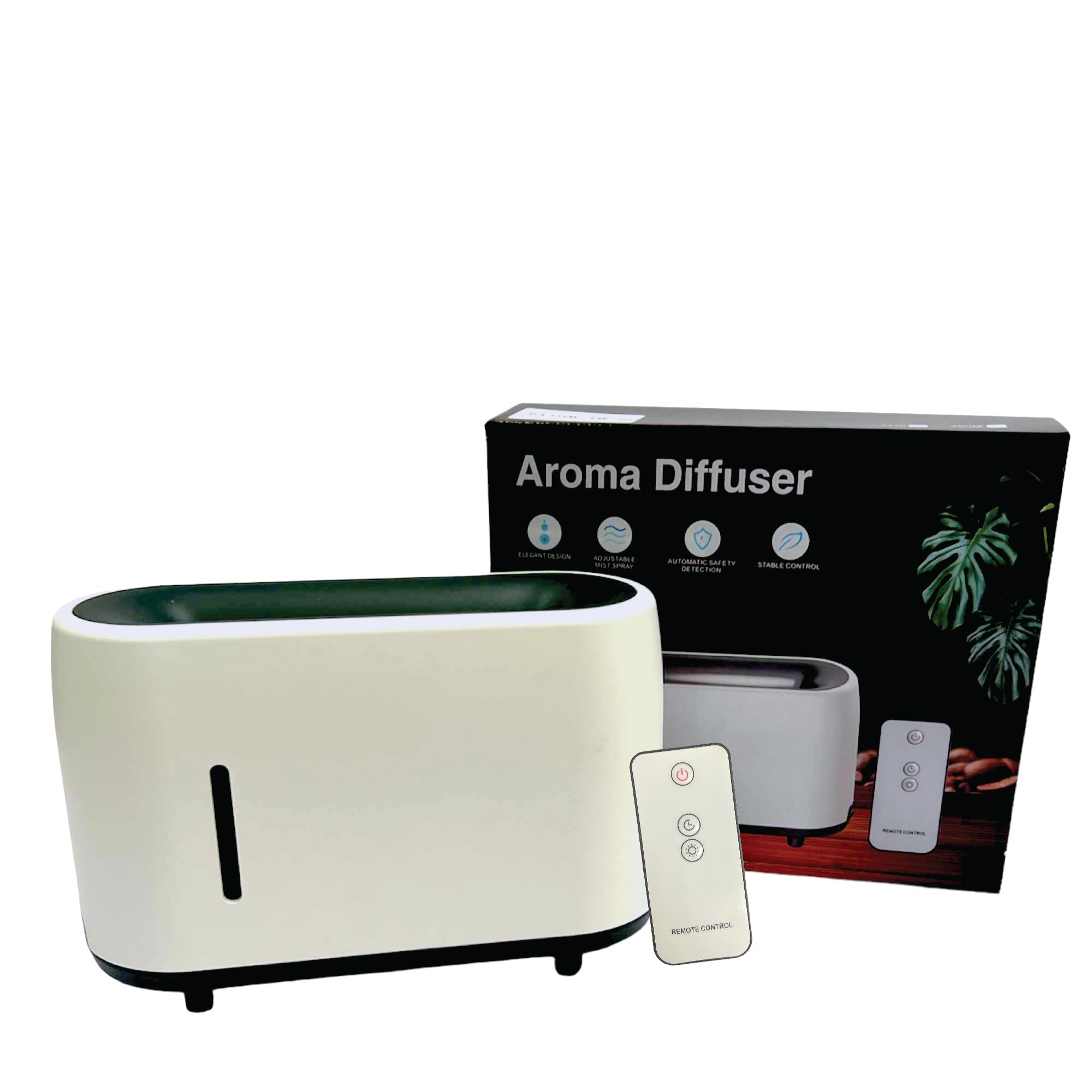 Essential Oil Aroma Diffuser and Remote White 240ml Flame Fire Style Air Humidifier by Stevie Buoy