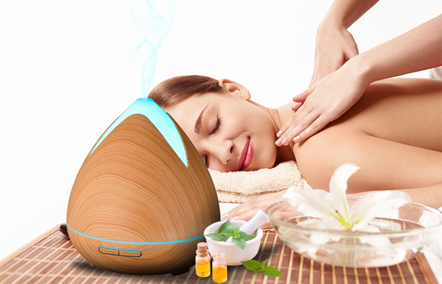 Essential Oils Ultrasonic Aromatherapy Diffuser Air Humidifier Purify 400ml - Light Wood - by Stevie Buoy