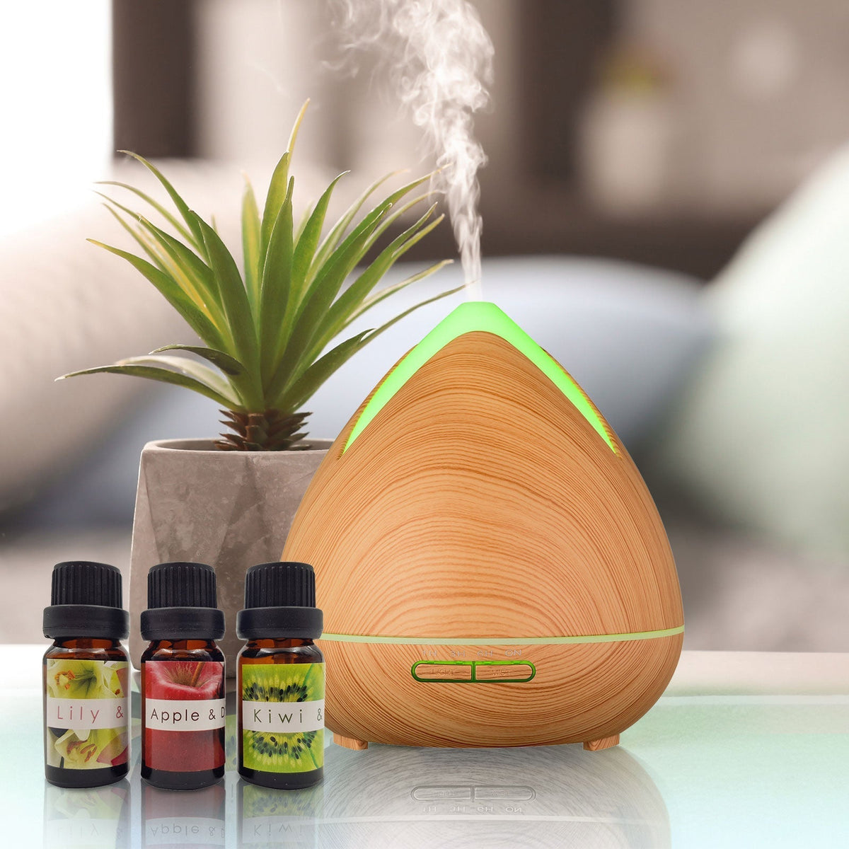 Essential Oils Ultrasonic Aromatherapy Diffuser Air Humidifier Purify 400ml - Light Wood - by Stevie Buoy