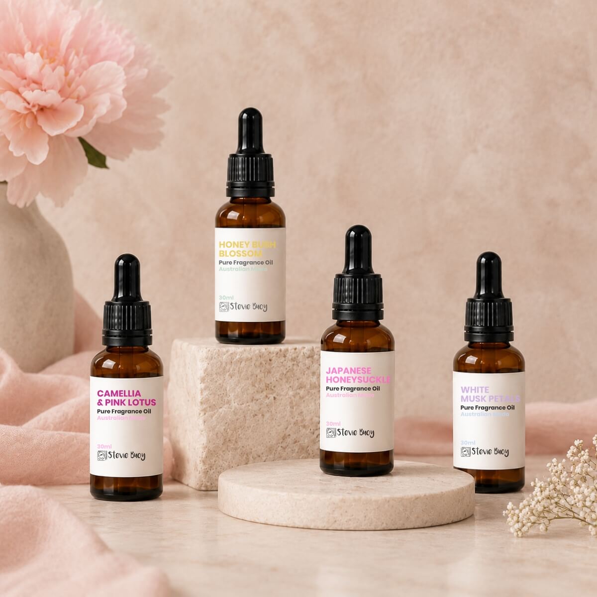 Floral Fragrance Oil Set, 4 x 30ml - by Stevie Buoy