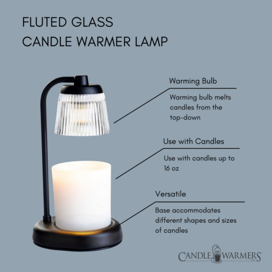 Fluted Glass Black Candle Warmer Lamp - by Stevie Buoy