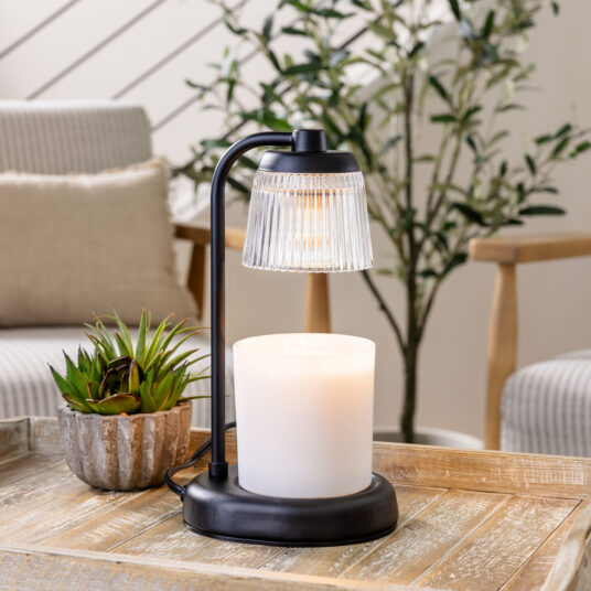 Fluted Glass Black Candle Warmer Lamp - by Stevie Buoy
