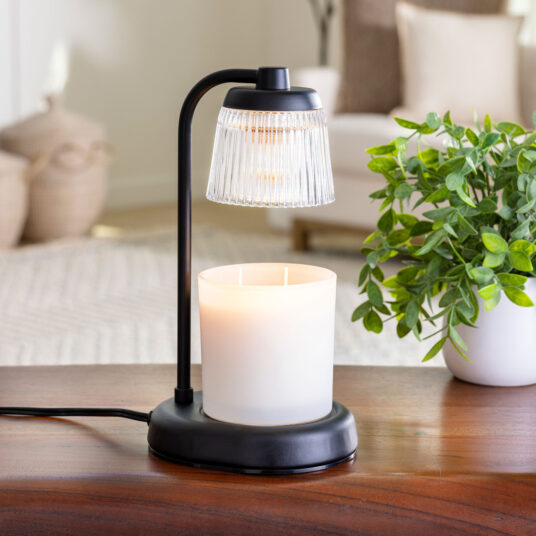 Fluted Glass Black Candle Warmer Lamp - by Stevie Buoy