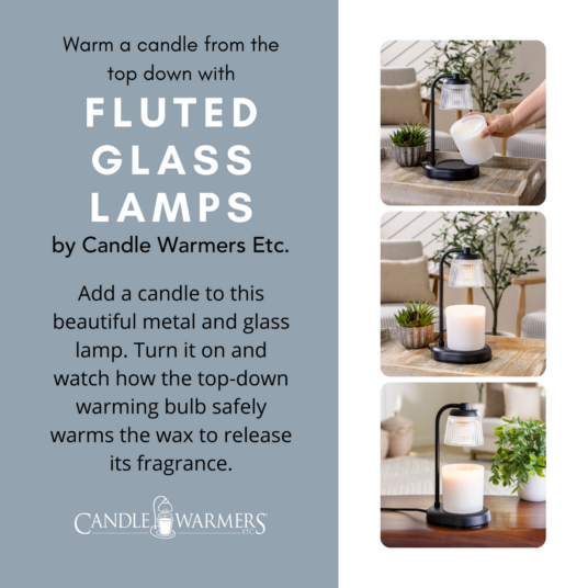 Fluted Glass Black Candle Warmer Lamp - by Stevie Buoy