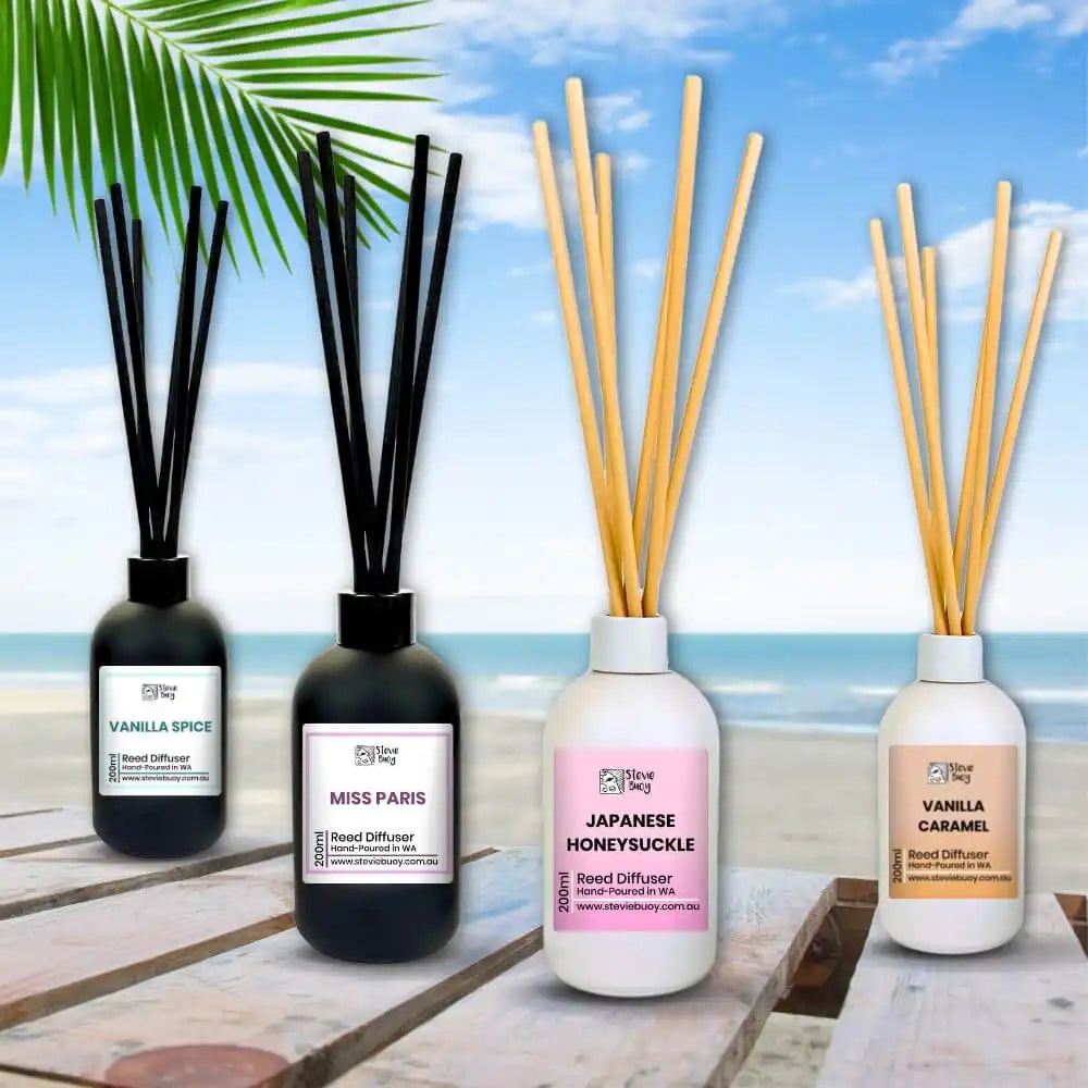 Four reed diffusers.