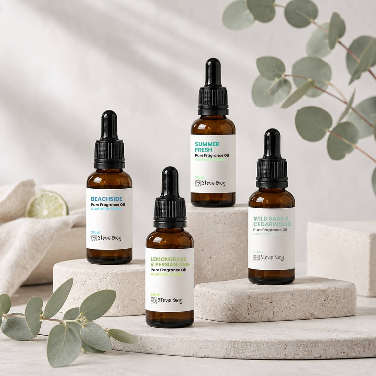 Fresh Fragrance Oil Set, 4 x 30ml - by Stevie Buoy