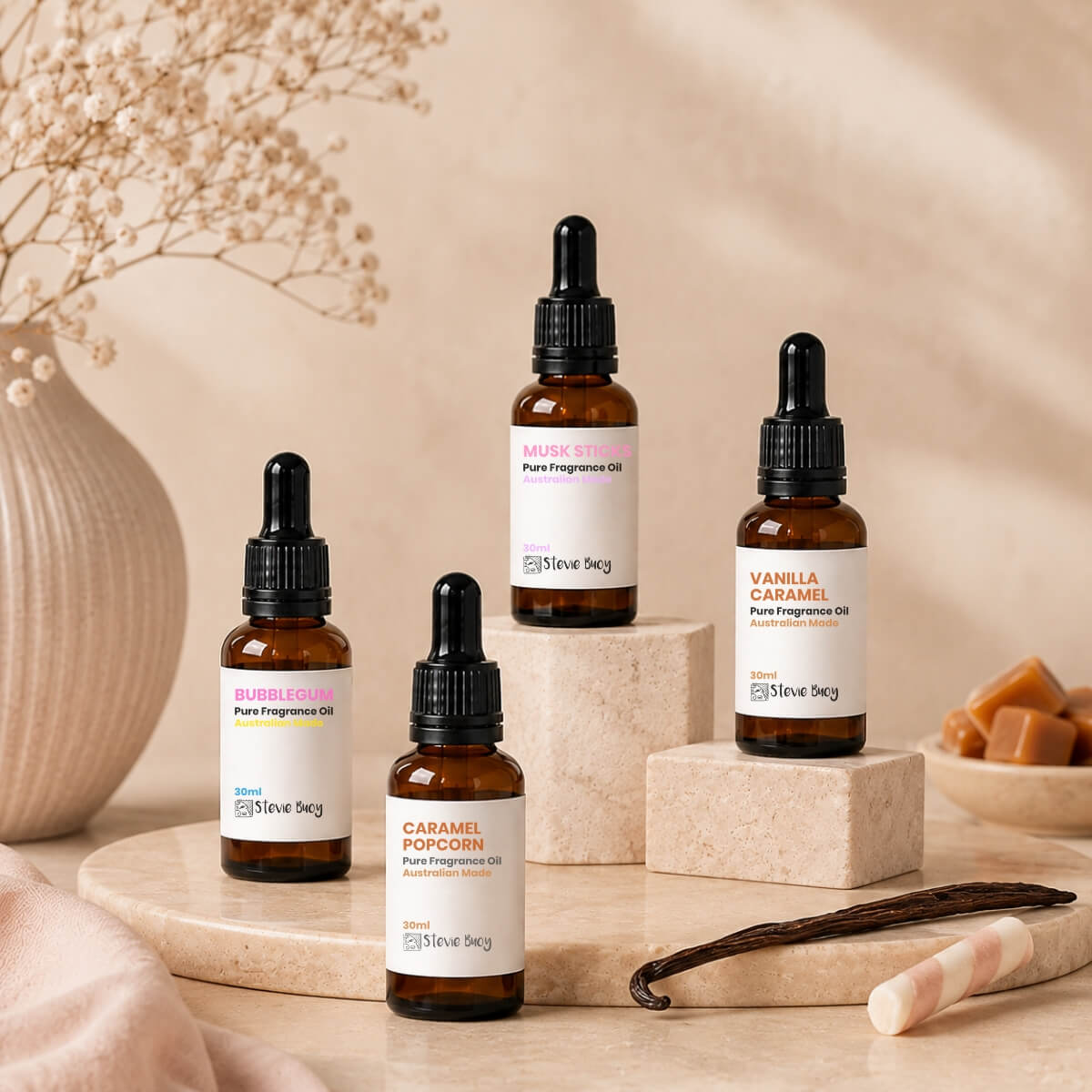 Gourmand Fragrance Oil Set, 4 x 30ml - by Stevie Buoy