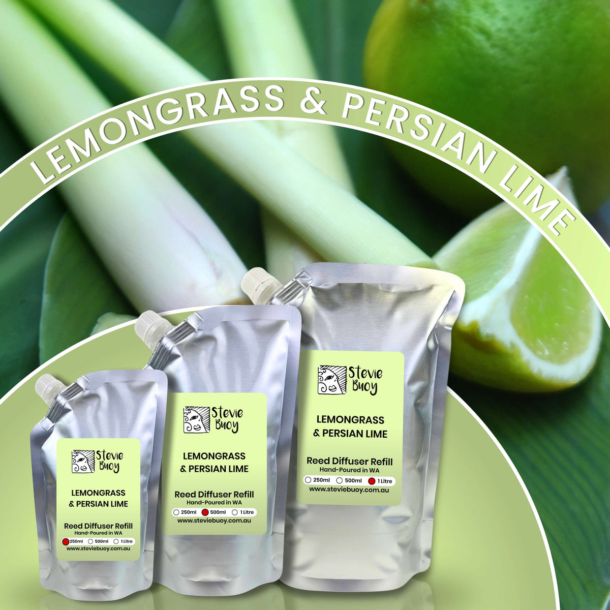 Lemongrass &amp; Persian Lime Reed Diffuser Refill - by Stevie Buoy
