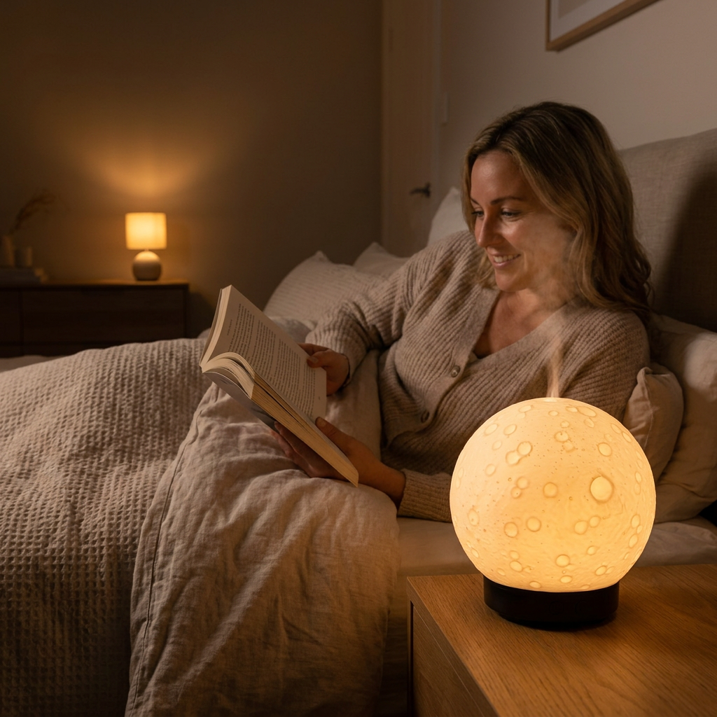 Moon Light Humidifier Aroma Diffuser (black Base) with Led Night Light Usb Desktop Essential Oil Diffuser Cool Mist