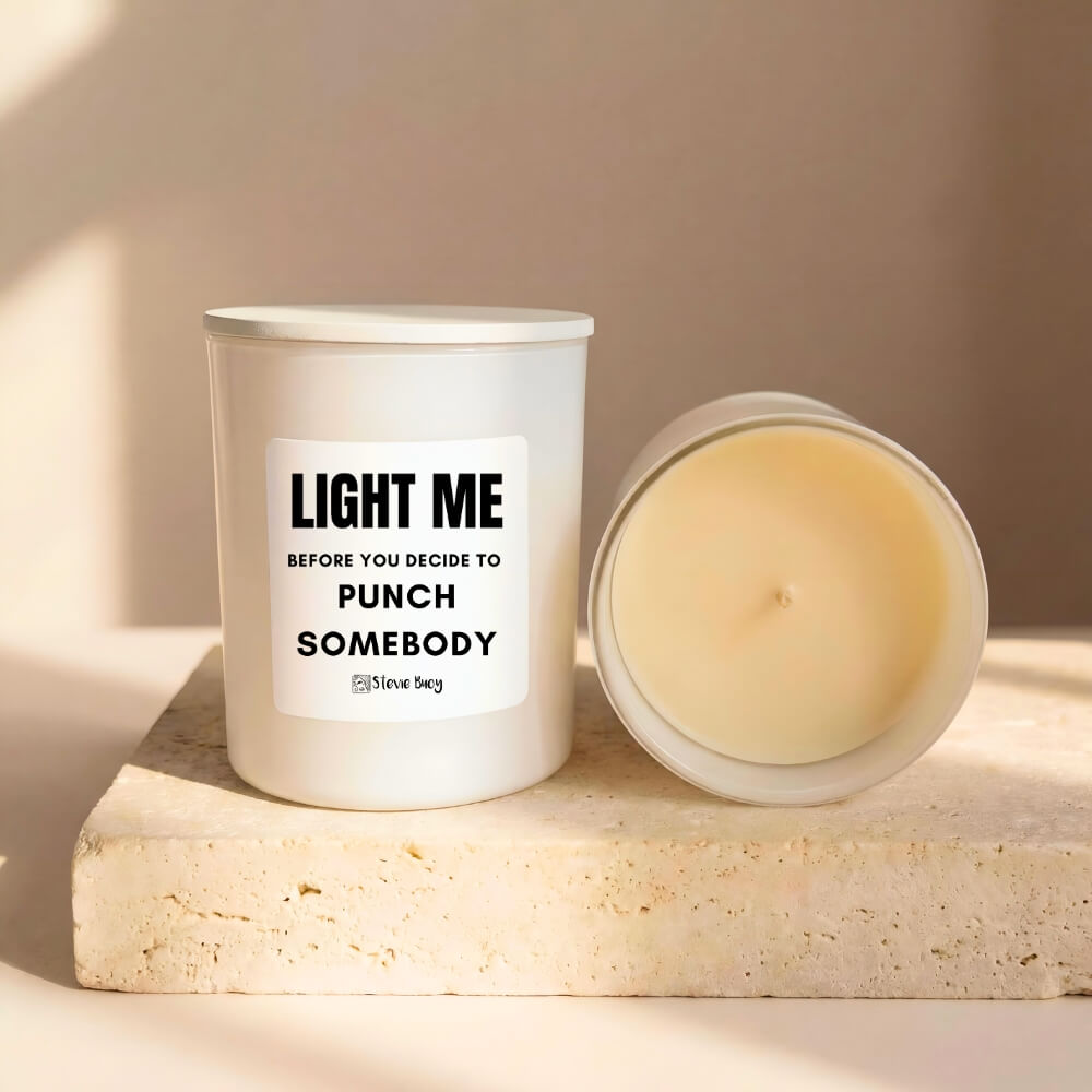 Punch Somebody Naughty Candle - Large by Stevie Buoy