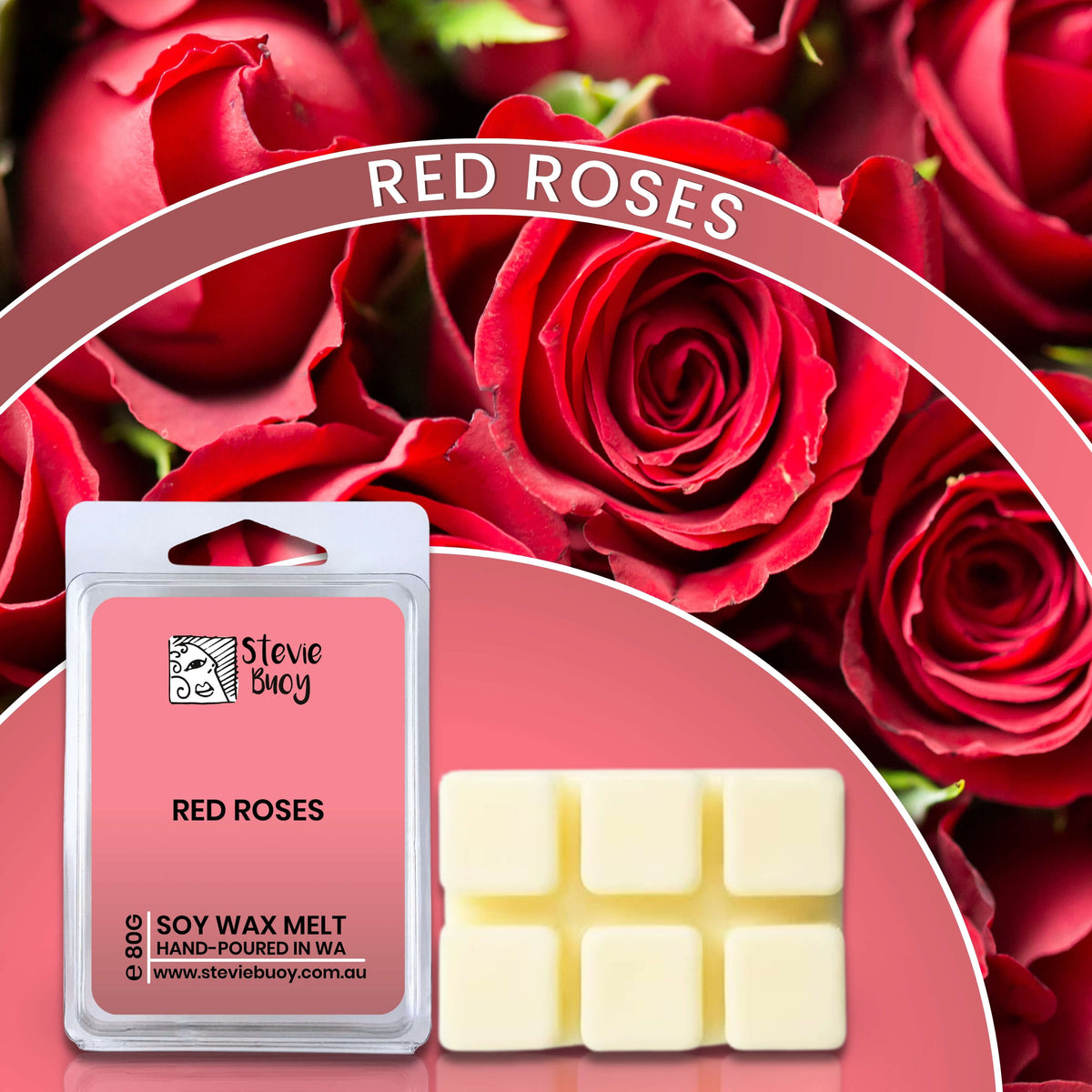 Red Roses Clamshell Wax Melts - by Stevie Buoy
