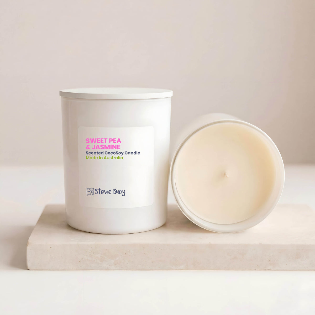 Sweet Pea &amp; Jasmine Scented Cocosoy Candles - Large by Stevie Buoy