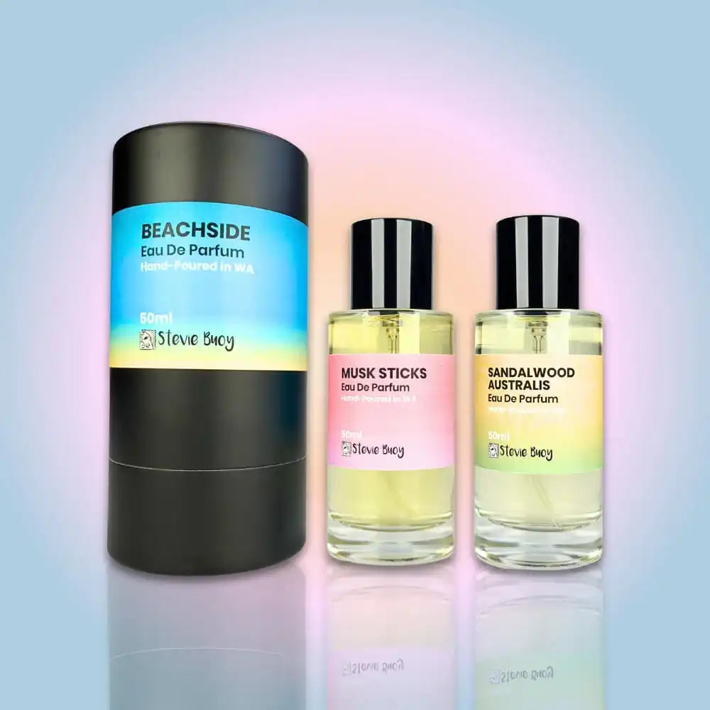 Three perfume bottles.