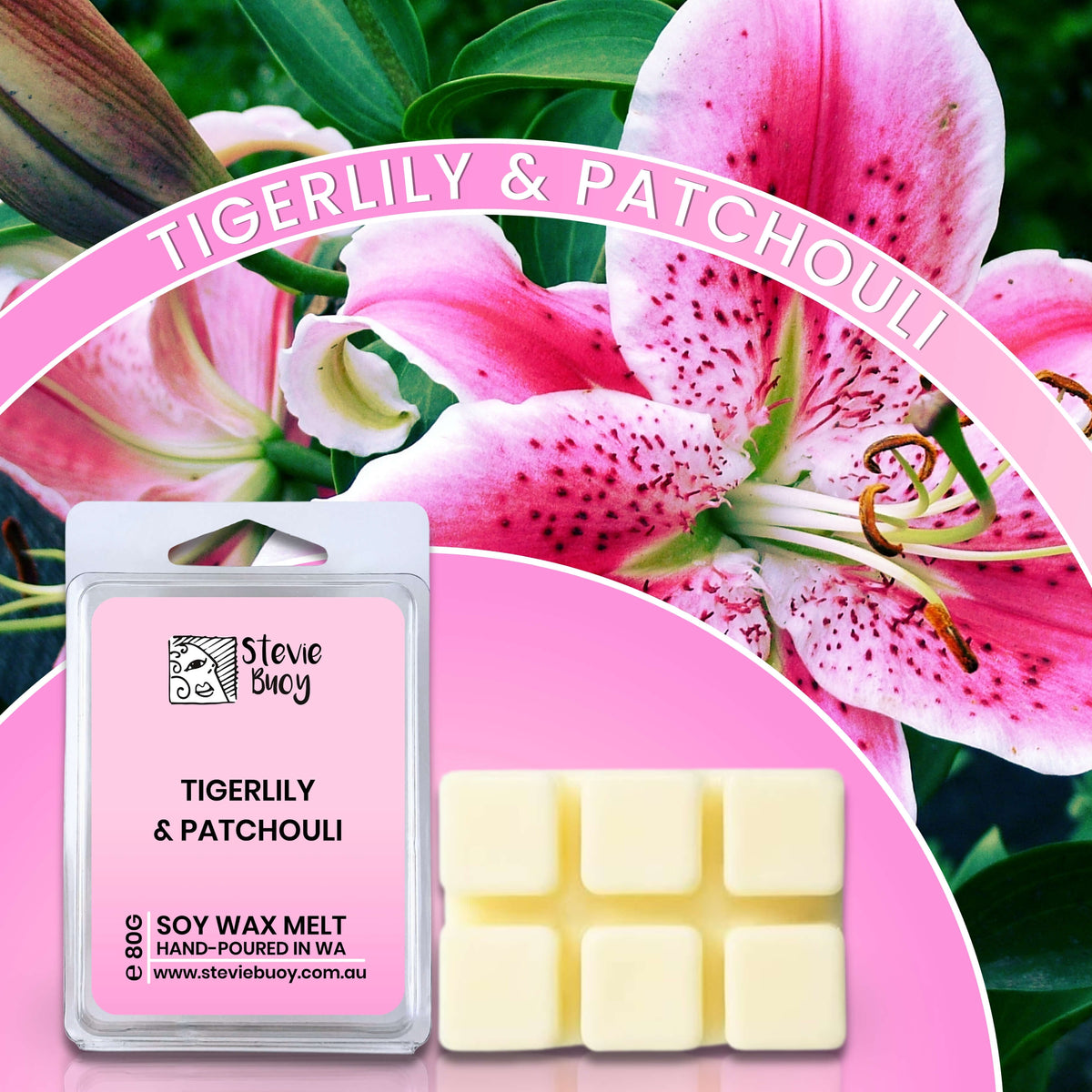 Tigerlily &amp; Patchouli Clamshell Wax Melts - by Stevie Buoy