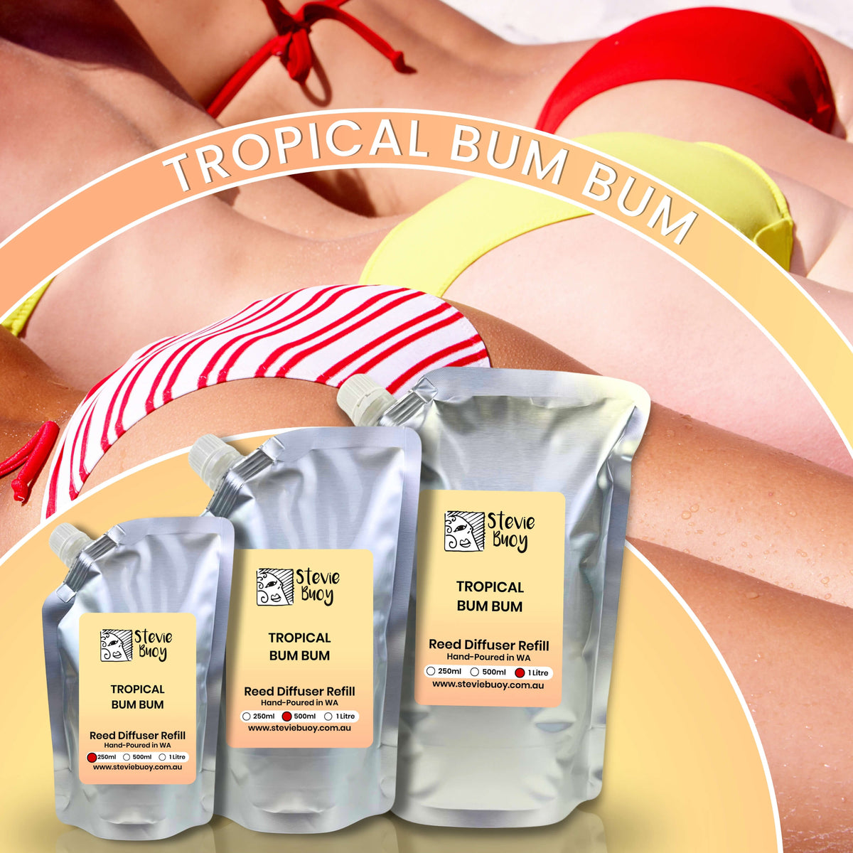 Tropical Bum Bum Reed Diffuser Refill - by Stevie Buoy