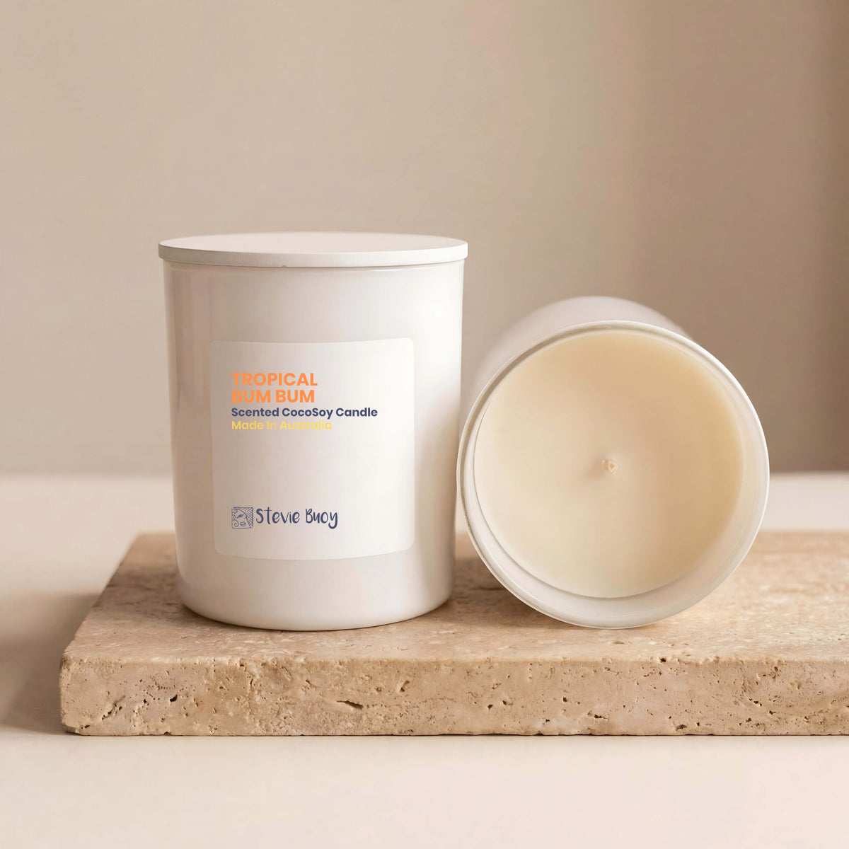 Tropical Bum Bum Scented Cocosoy Candles - Large by Stevie Buoy