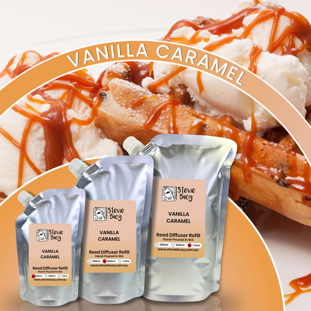 Vanilla Caramel Reed Diffuser Refill - by Stevie Buoy