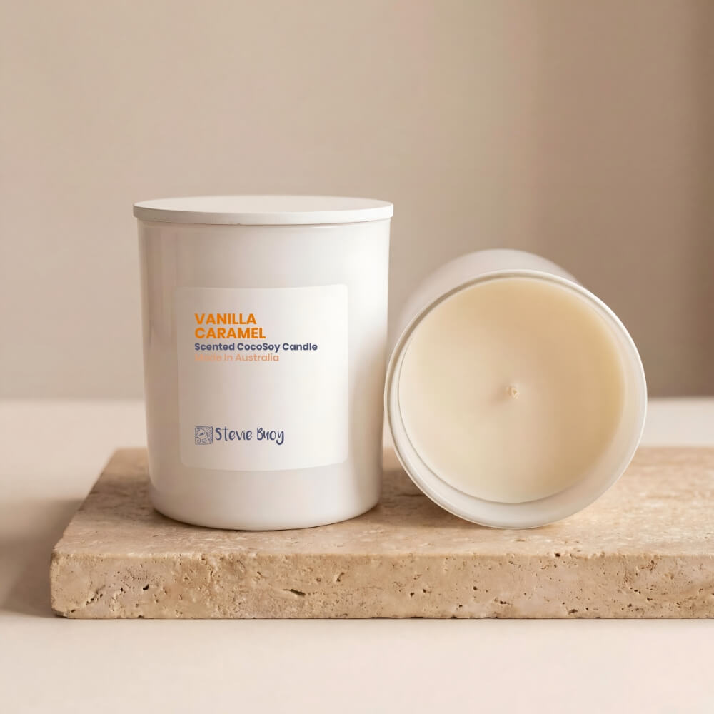 Vanilla Caramel Scented Cocosoy Candles - Large by Stevie Buoy