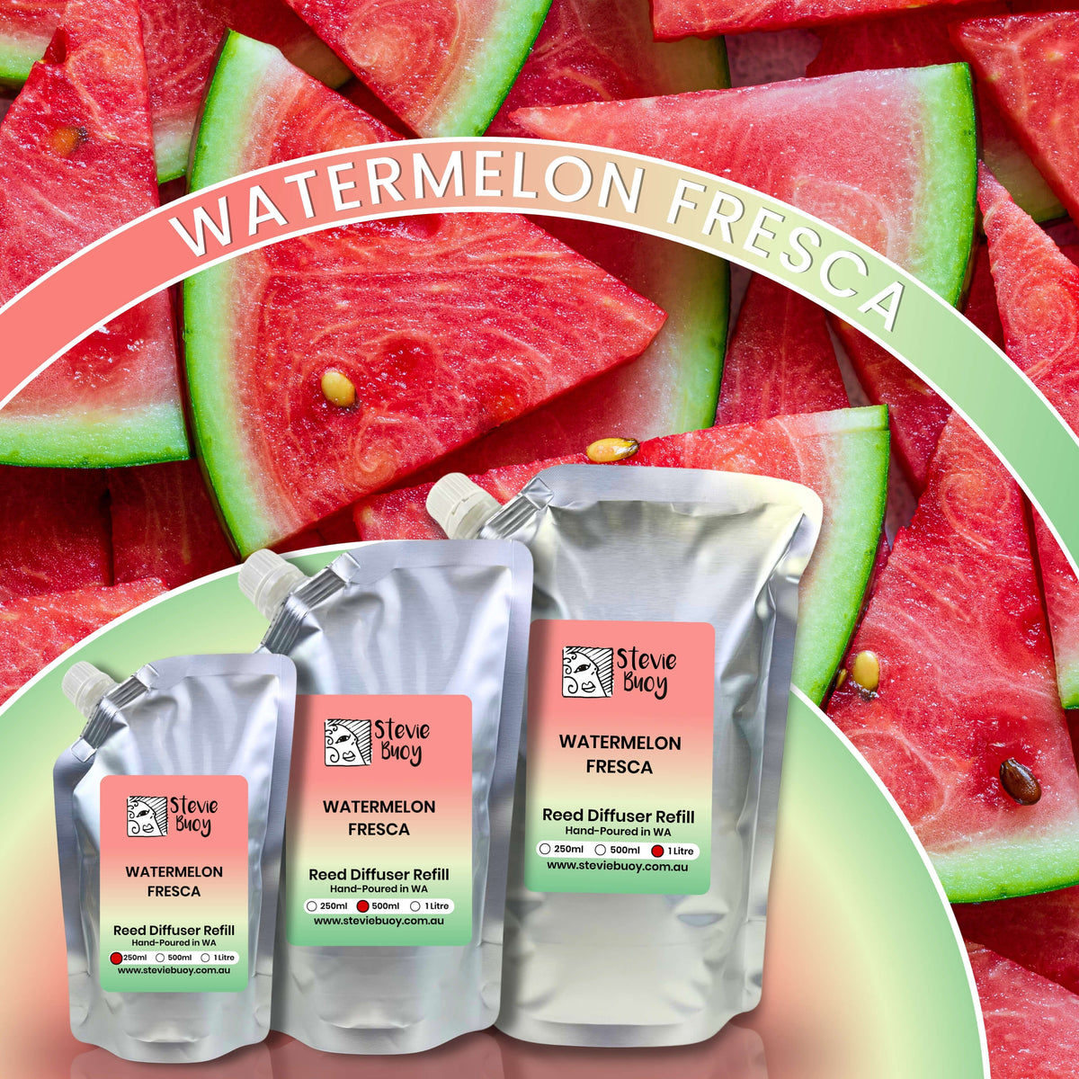 Watermelon Fresca Reed Diffuser Refill - by Stevie Buoy