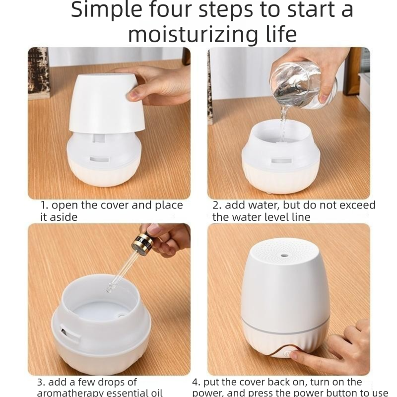 White Floral Shadow Aroma Diffuser 150ml Ultrasonic Aroma Diffuser Humidifier with Night Light – Essential Oil