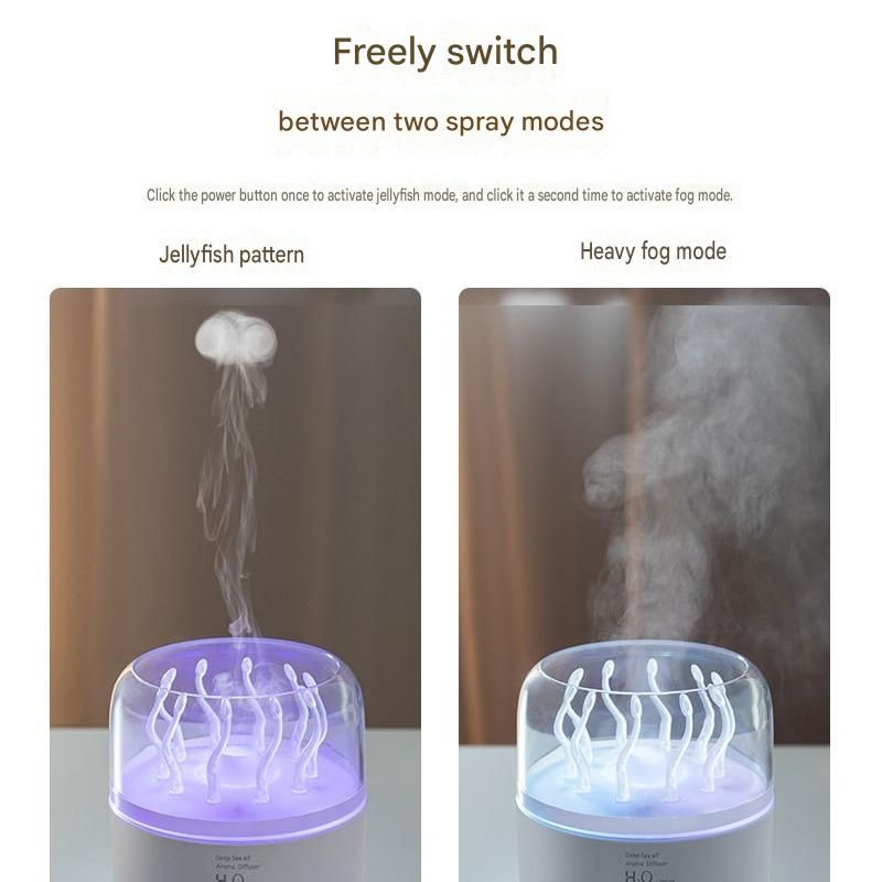 White Jellyfish Aroma Diffuser Humidifier Led Night Light 280ml Usb Essential Oil Diffuser with 3 Timing Modes Color