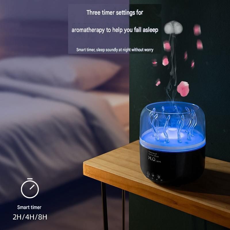 White Jellyfish Aroma Diffuser Humidifier Led Night Light 280ml Usb Essential Oil Diffuser with 3 Timing Modes Color